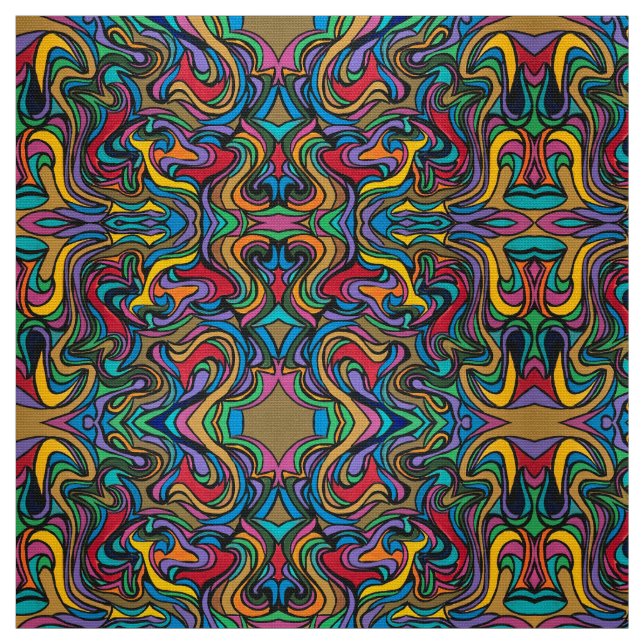 Blustery Day-Bold Colorful Abstract Pattern Fabric (Swatch)