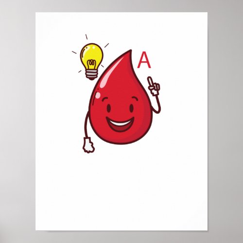 Bluttropfen mit Idee Blutgruppe A Herz Poster