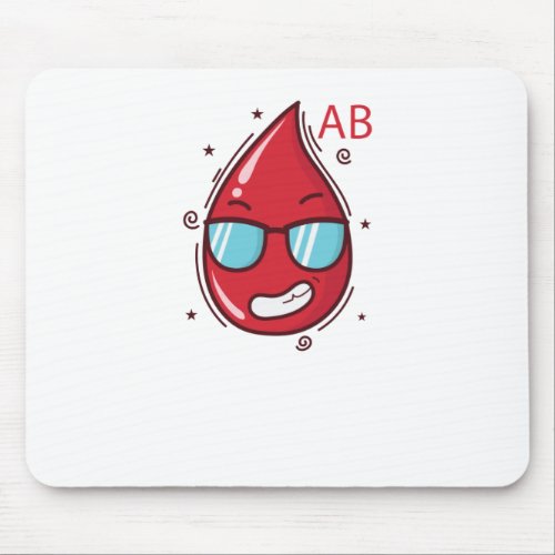 Bluttropfen mit Sonnenbrille Blutgruppe AB Mouse Pad