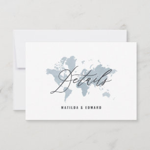 blyewatercolor world map wedding details RSVP card