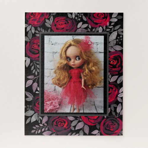 Blythe doll vintage retro floral frame oldish desi jigsaw puzzle