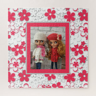 Blythe doll vintage retro floral frame oldish desi jigsaw puzzle