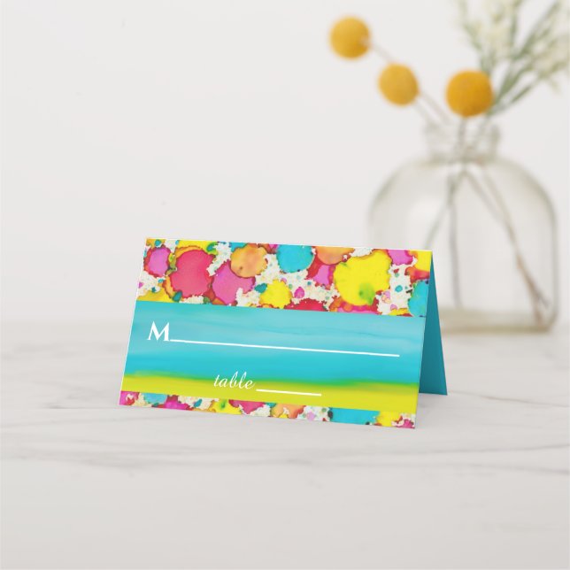 BM Bar an Bat Mitzvah Colorful Place Cards (Front)