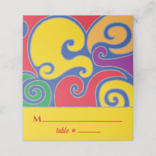 BM Bar an Bat Mitzvah Colorful Swirls Place Cards