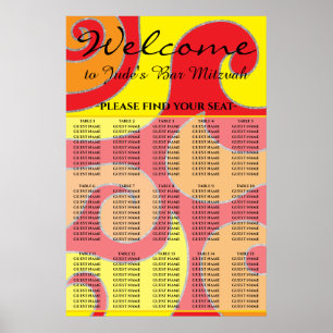 BM Bar and Bat Mitzvah 1960's Style Seating Chart