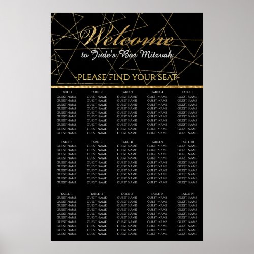 BM Bar and Bat Mitzvah Gold Stars Seating Chart