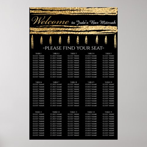 BM Bar and Bat Mitzvah Gold Tallit Seating Chart