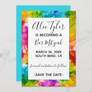 BM Bar Bat Mitzvah Color Save the Date