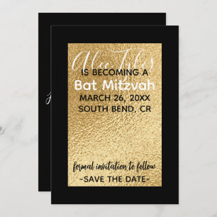 BM Bar Bat Mitzvah Elegant Gold Save The Date