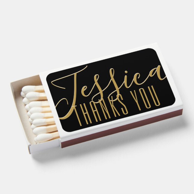 BM Bar Bat Mitzvah Elegant Gold Stars Matchboxes (Front Open)
