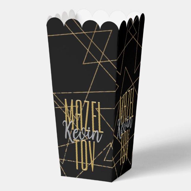 BM Bar Bat Mitzvah Gold Stars Favor Boxes (Front)