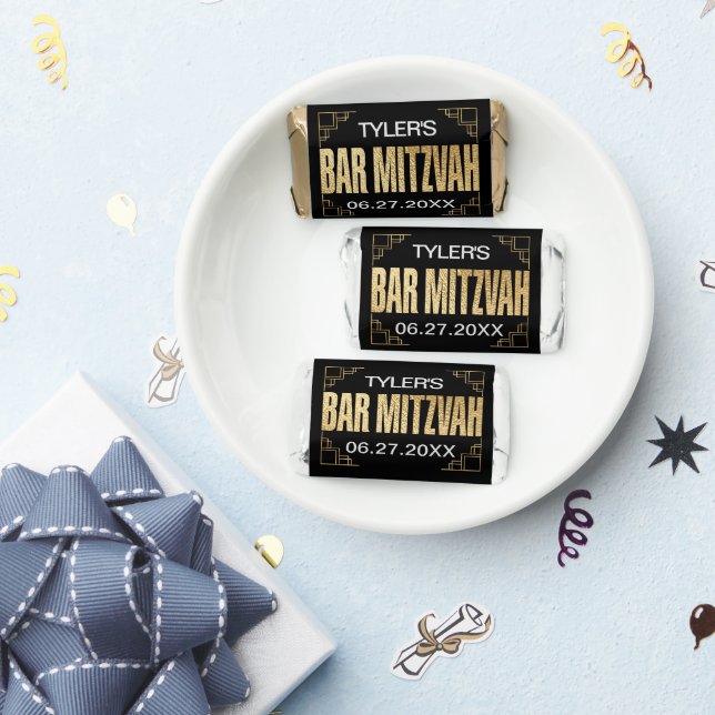 BM BAR MITZVAH Art Deco label Hershey's Miniatures (Party)