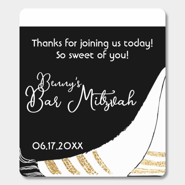 BM Bar Mitzvah Candy Roll of Mints Gold Elegant (Sticker)