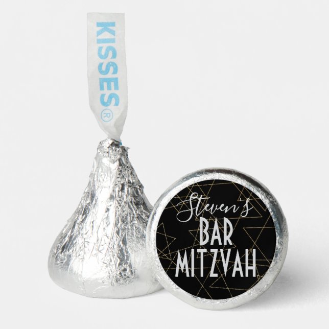 BM Bar Mitzvah Gold Stars Label Hershey®'s Kisses® (Front)