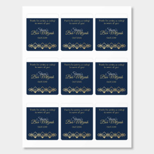 BM Bar Mitzvah Roll of Mints Label Navy Art Deco