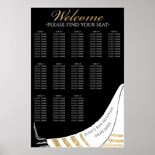 BM Bar N Bat Mitzvah Gold Tallit Seating Chart