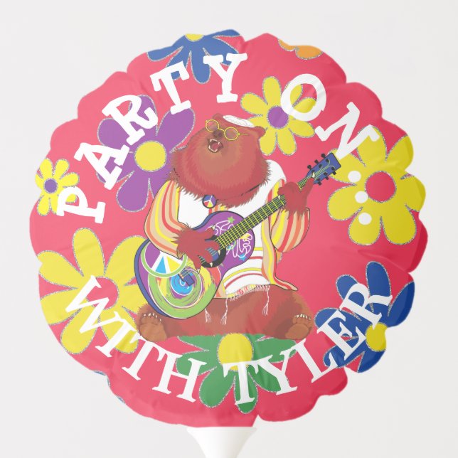 BM Bar or Bat Mitzvah Balloon Flowery Singing Bear (Back)