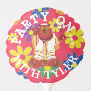 BM Bar or Bat Mitzvah Balloon Flowery Sitting Bear