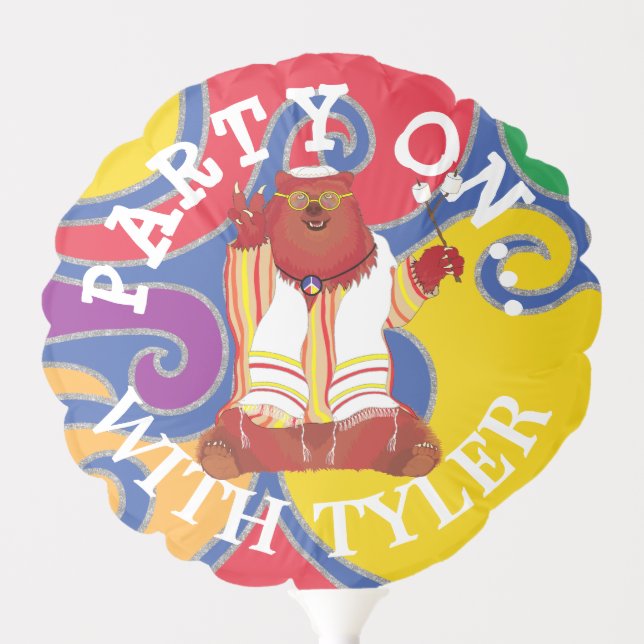 BM Bar or Bat Mitzvah Balloon Swirly Sitting Bear (Front)