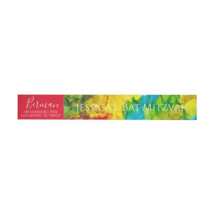 BM Bar or Bat Mitzvah Color Wrap Around Address Label