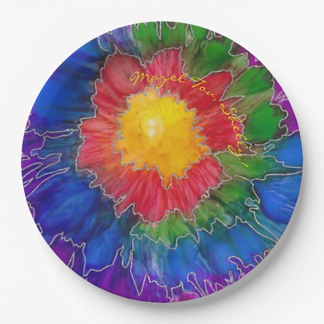 BM Bar or Bat Mitzvah Colorful Paper Plate (Front)