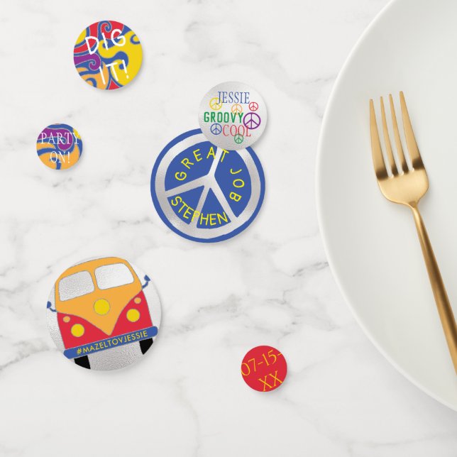 BM Bar or Bat Mitzvah Confetti Hippie Style (Group)