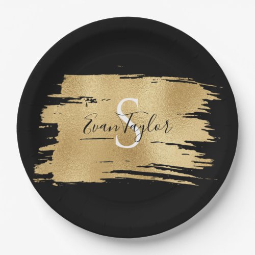 BM Bar or Bat Mitzvah Elegant Gold Paper Plate