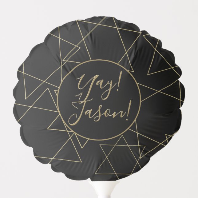 BM Bar or Bat Mitzvah Elegant Gold Stars Balloon (Front)