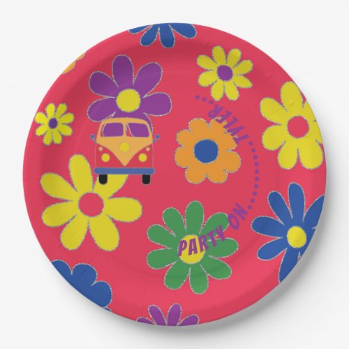 BM Bar or Bat Mitzvah Flower Paper Plate