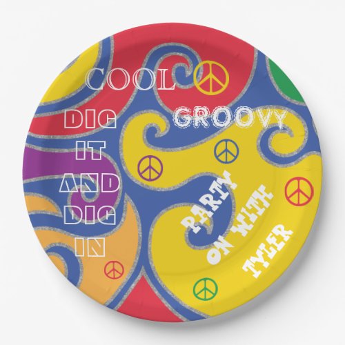 BM Bar or Bat Mitzvah Groovy Paper Plate
