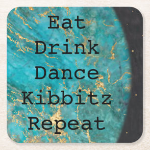 BM Bar or Bat Mitzvah Outer Space Square Paper Coaster