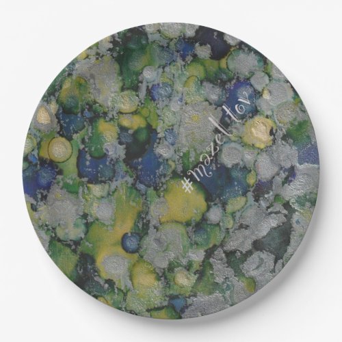 BM Bar or Bat Mitzvah Paper Plate Blues Silvers