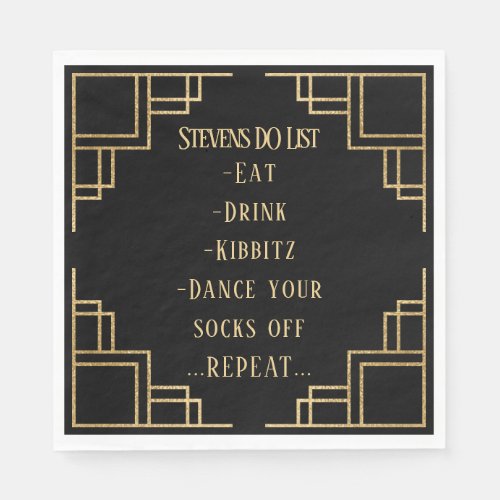 BM Bat Bar Mitzvah Black Art Deco