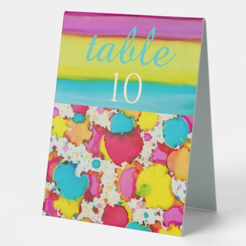 BM Bat Bar Mitzvah Colorful Confetti Table Tent Sign