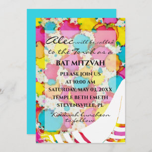 BM Bat Bar Mitzvah Confetti Tallit Invitation