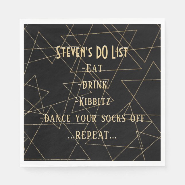 BM Bat Bar Mitzvah Gold Stars Napkins (Front)