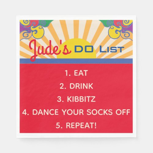 BM Bat Bar Mitzvah Hippie Themed Napkins