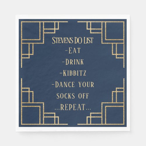 BM Bat Bar Mitzvah Navy Art Deco