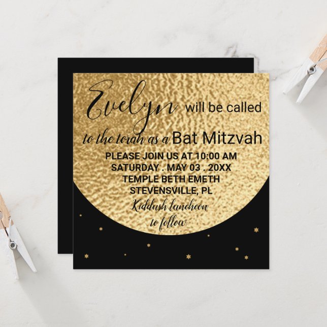 BM Bat Bar Mitzvah Out of this World Square Invite (Front/Back In Situ)