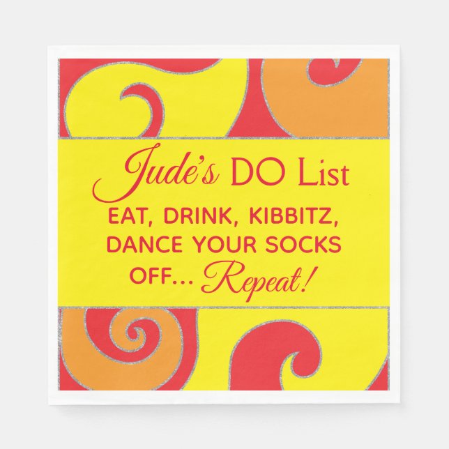 BM Bat Bar Mitzvah Silvery Swirls Napkins (Front)