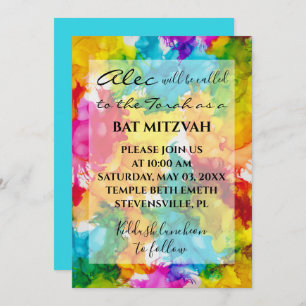 BM Bat Bar Mitzvah Splash of Color Invitation