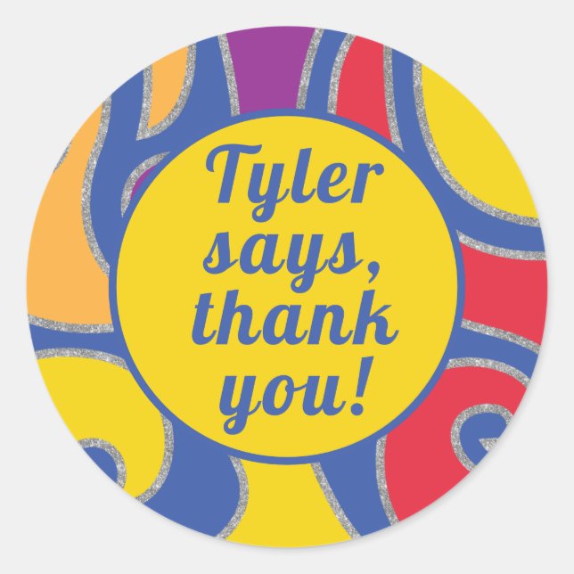 BM Bat Bar Mitzvah Sticker Round Swirls (Front)