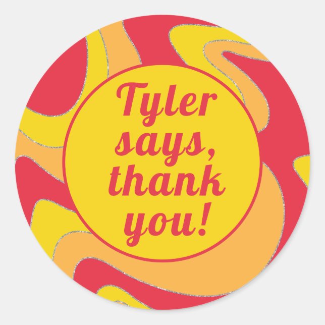 BM Bat Bar Mitzvah Sticker Round Waves (Front)