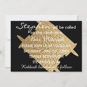 BM Bat Mitzvah Bar Mitzvah Gold Torah 5 x 7 Invitation
