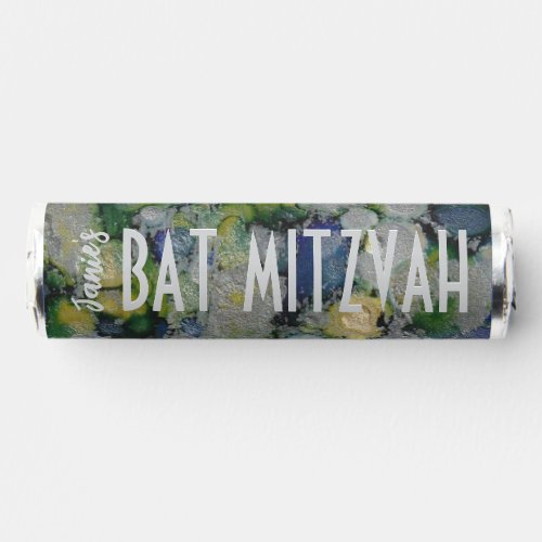 BM Bat Mitzvah Blue Greens Beveled Label