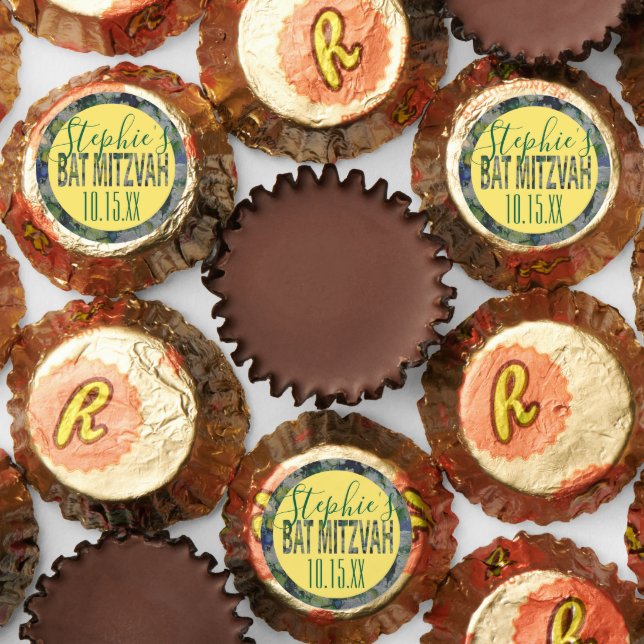 BM Bat Mitzvah Blues Greens Label Reese's Peanut Butter Cups (Assorted)