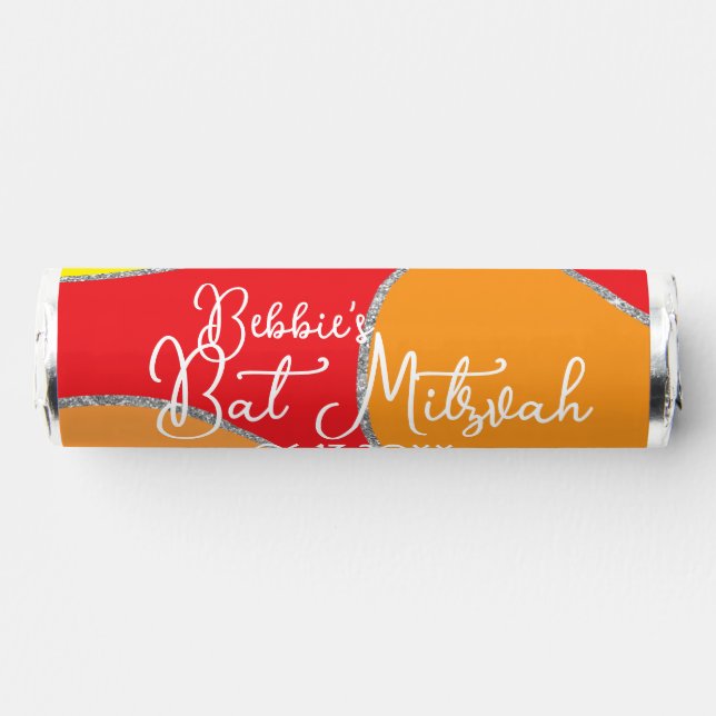 BM Bat Mitzvah Candy Roll of Glittery Swirls Breath Savers® Mints (Front)
