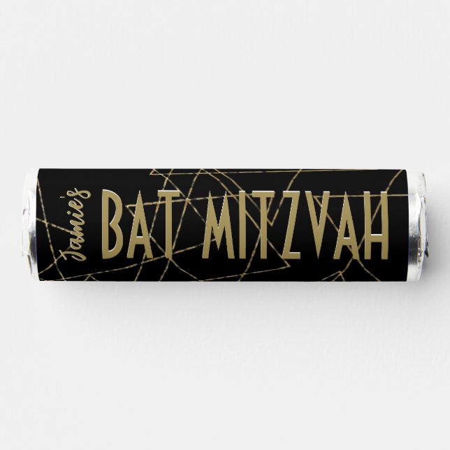BM Bat Mitzvah Gold Stars Label Breath Savers® Mints (Front)