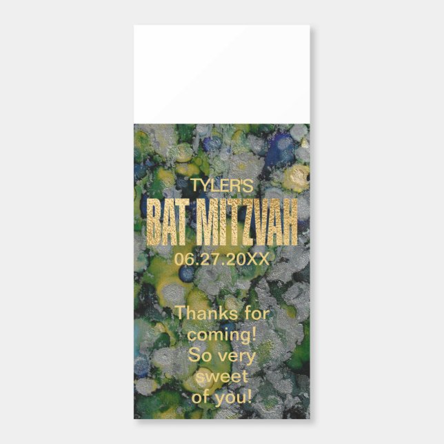 BM BAT MITZVAH Greens Gold Hershey's Miniatures (Sticker)