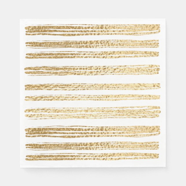 BM Bat Mitzvah or Bar Mitzvah Gold Striped Napkins (Front)